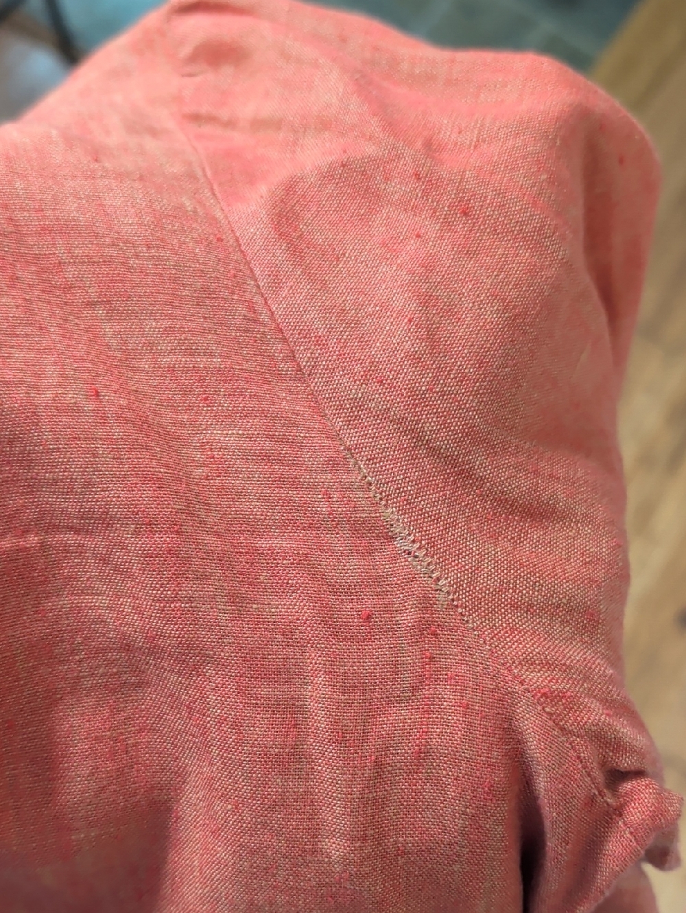 Bryn Walker Mia Linen Lagenlook Women’s Rust Faux Wrap-Front Linen Top - Picture 8 of 9